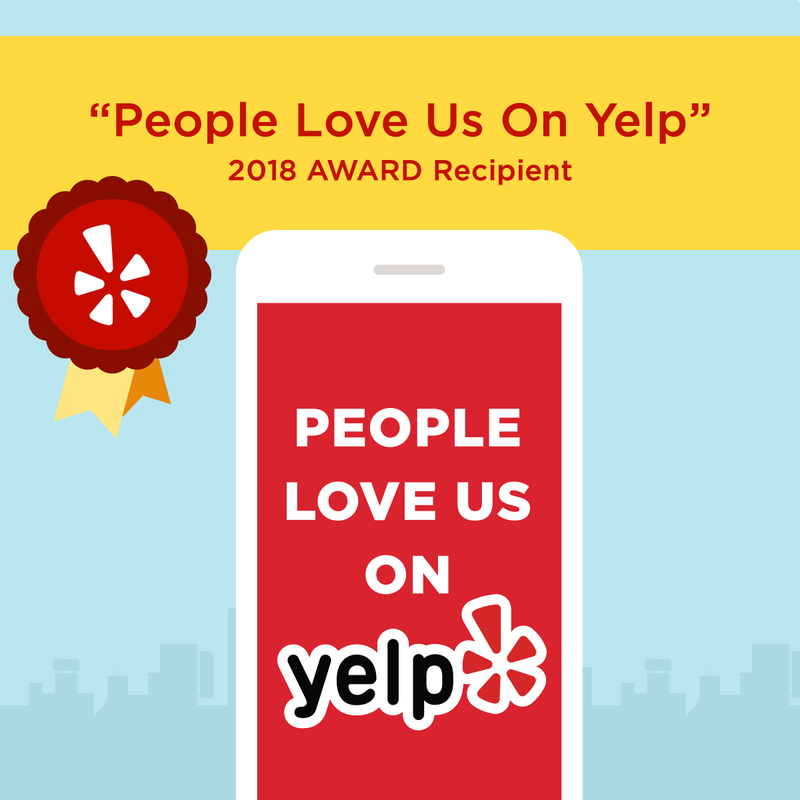 customer service excellence badge provided by yelp